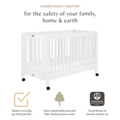 Maki Portable Folding Crib with Toddler Bed Conversion Kit in White