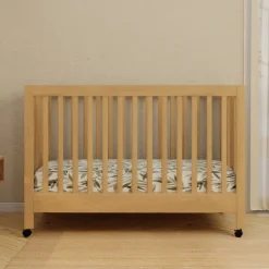 Maki Portable Folding Crib with Toddler Bed Conversion Kit in Honey