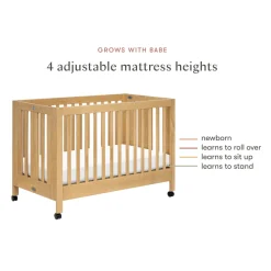 Maki Portable Folding Crib with Toddler Bed Conversion Kit in Honey
