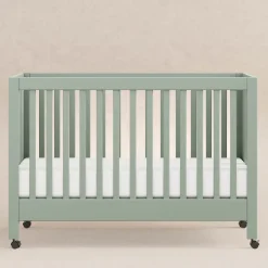 Maki Portable Folding Crib with Toddler Bed Conversion Kit in Light Sage