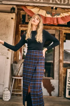 Manor Wrap Skirt in Aspen Plaid