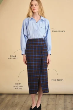 Manor Wrap Skirt in Aspen Plaid