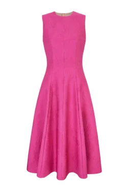 Mara Dress In Hot Pink Embossed Cloque