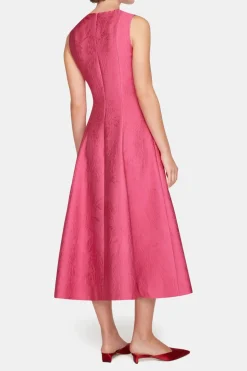 Mara Dress In Hot Pink Embossed Cloque