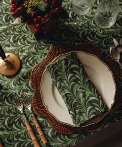 Marble Linen Napkin in Green