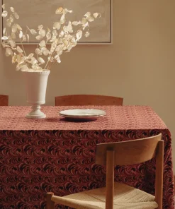 Marble Linen Tablecloth in Pink