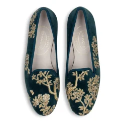 Marble Shimmer Peacock Velvet Slipper