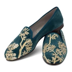 Marble Shimmer Peacock Velvet Slipper