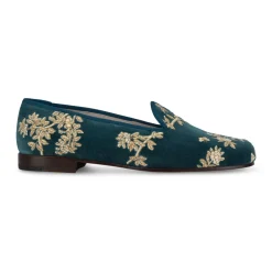 Marble Shimmer Peacock Velvet Slipper