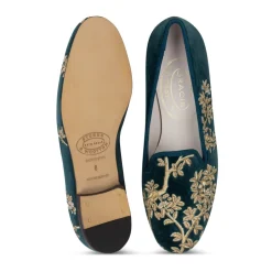 Marble Shimmer Peacock Velvet Slipper