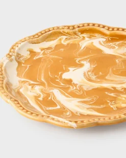 Marbled Scalloped Dessert Plate in Terracotta