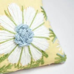 Marguerite Embroidery Pillow in Buttercup