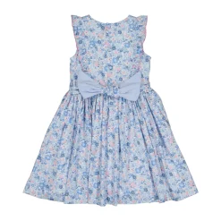 Marguerite Floral Blue Frilled Sleeveless Smocked Dress