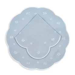 Margueritte Linen Placemats and Napkins, Set of 12 in Blue