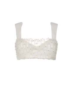 Marie Top in White Smocked Tulle