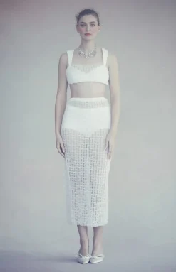 Marie Top in White Smocked Tulle