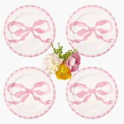 Marilyn Pink Bow Starter Plates, Set of 4