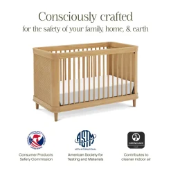 Marin with Cane 3-in-1 Convertible Crib in Honey & Honey Cane