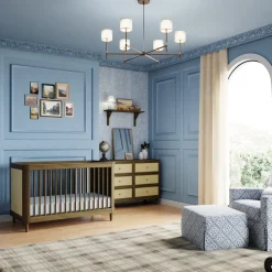 Marin with Cane 3-in-1 Convertible Crib in Natural Walnut & Blonde Cane