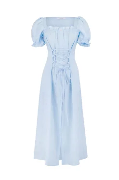 Marquise Linen Dress in Azure Blue