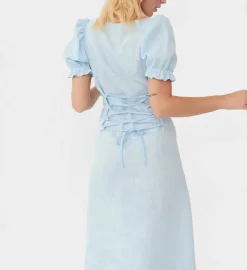 Marquise Linen Dress in Azure Blue