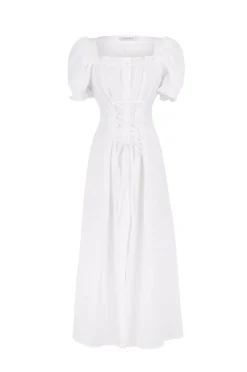 Marquise Linen Dress in White
