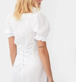 Marquise Linen Dress in White