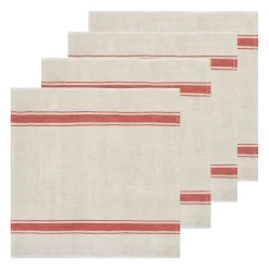 Marseille Napkins in Olive Green & Natural, Set of 4