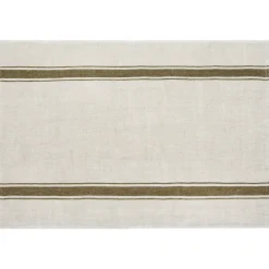 Marseille Tea Towels in Olive Green & Natural, Set of 2