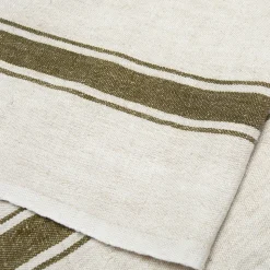 Marseille Tea Towels in Olive Green & Natural, Set of 2