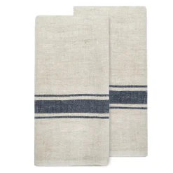Marseille Tea Towels in Olive Green & Natural, Set of 2