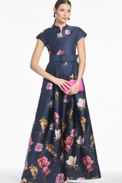 Marta Gown in Dark Midnight Garden