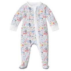 Martha's Vineyard Zip Baby Onesie in Moby Multi