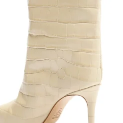 Maryana Crocodile-Embossed Leather Boot in Eggshell