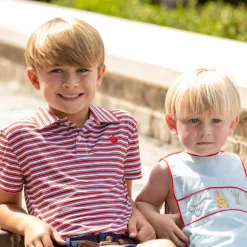 Match Point Polo in Rhode Island Red & Narragansett Navy Stripe