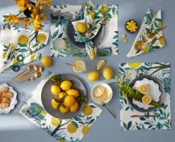 Matouk Schumacher Citrus Garden Napkin in Pool, Set of 4
