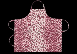 Matouk Schumacher Linen Apron in Iconic Leopard Crimson