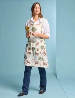 Matouk Schumacher Linen Apron in Tiger Palm Tigereye