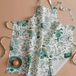 Matouk Schumacher Linen Apron in Pomegranate Emerald