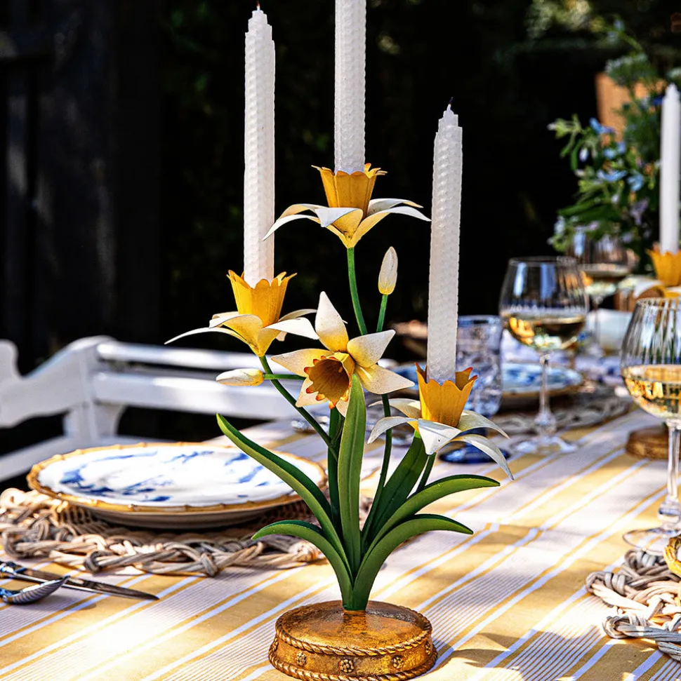 Meadow Walk Daffodil 14" Centerpiece Candelabra in Yellow