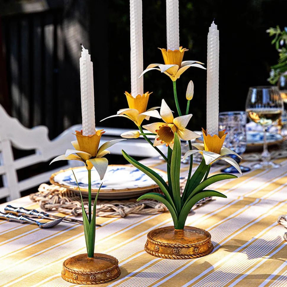 Meadow Walk Daffodil 14" Centerpiece Candelabra in Yellow
