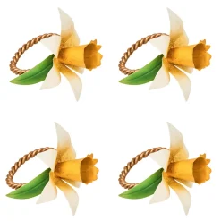 Meadow Walk Daffodil Napkin Ring, Set of 4 in Yellow