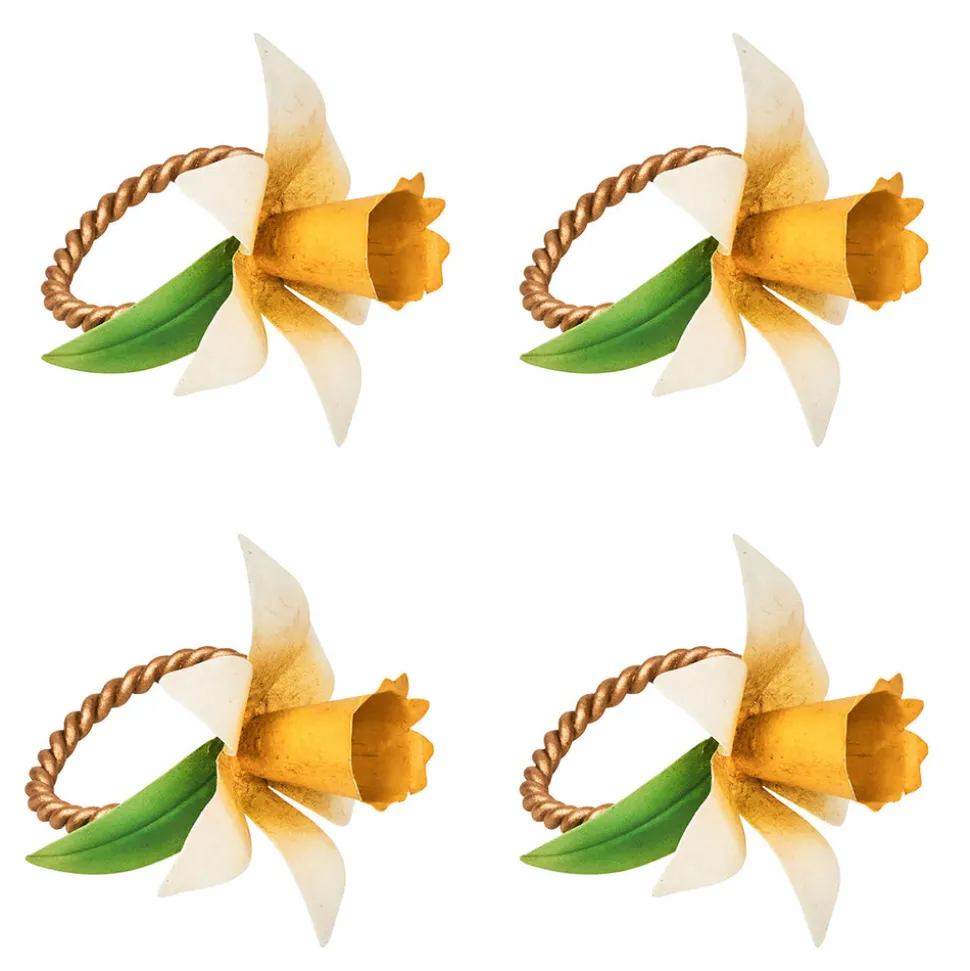Meadow Walk Daffodil Napkin Ring, Set of 4 in Yellow