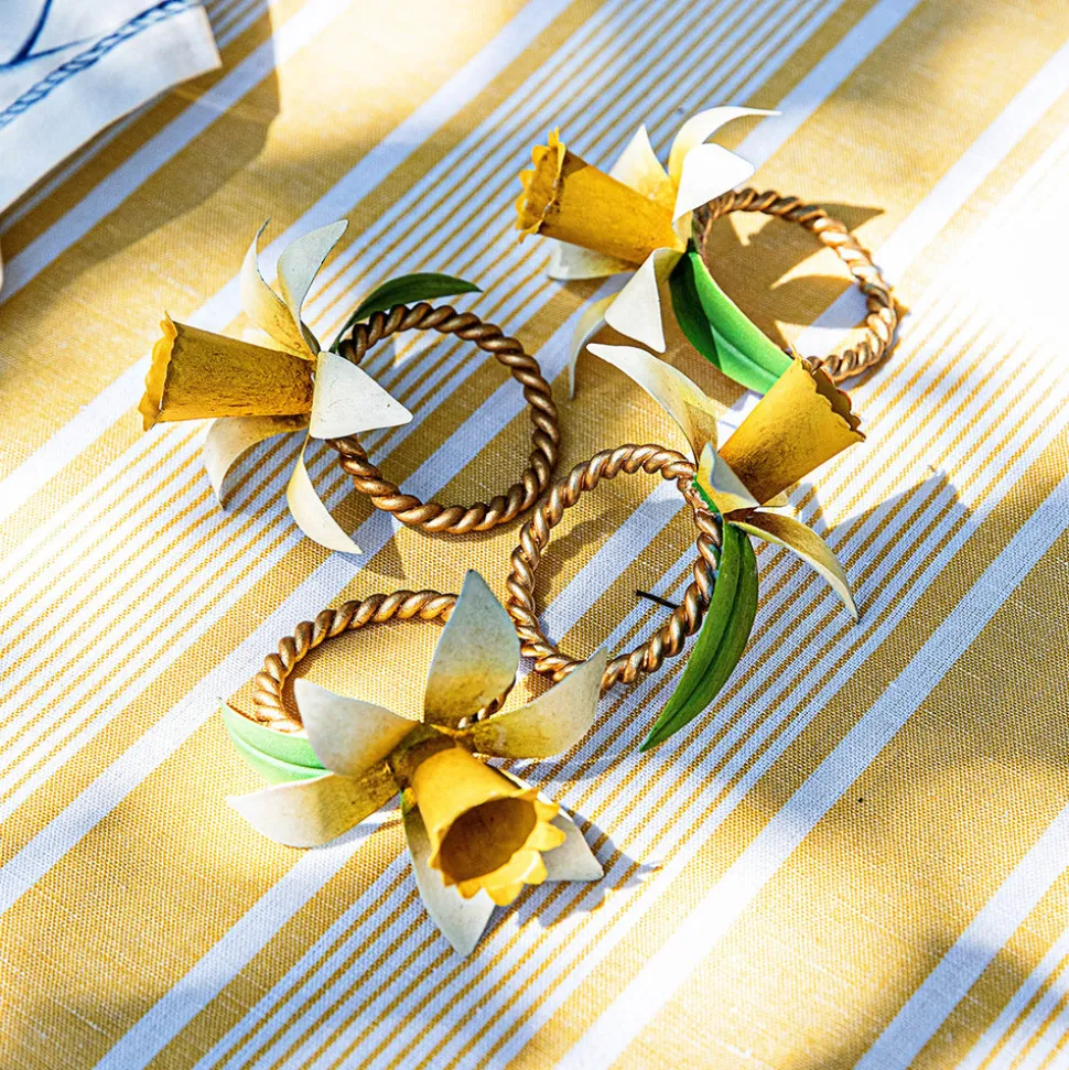 Meadow Walk Daffodil Napkin Ring, Set of 4 in Yellow