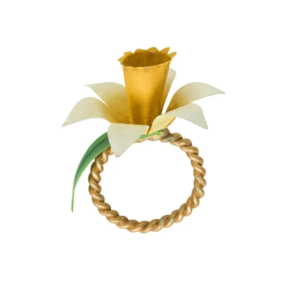 Meadow Walk Daffodil Napkin Ring, Set of 4 in Yellow