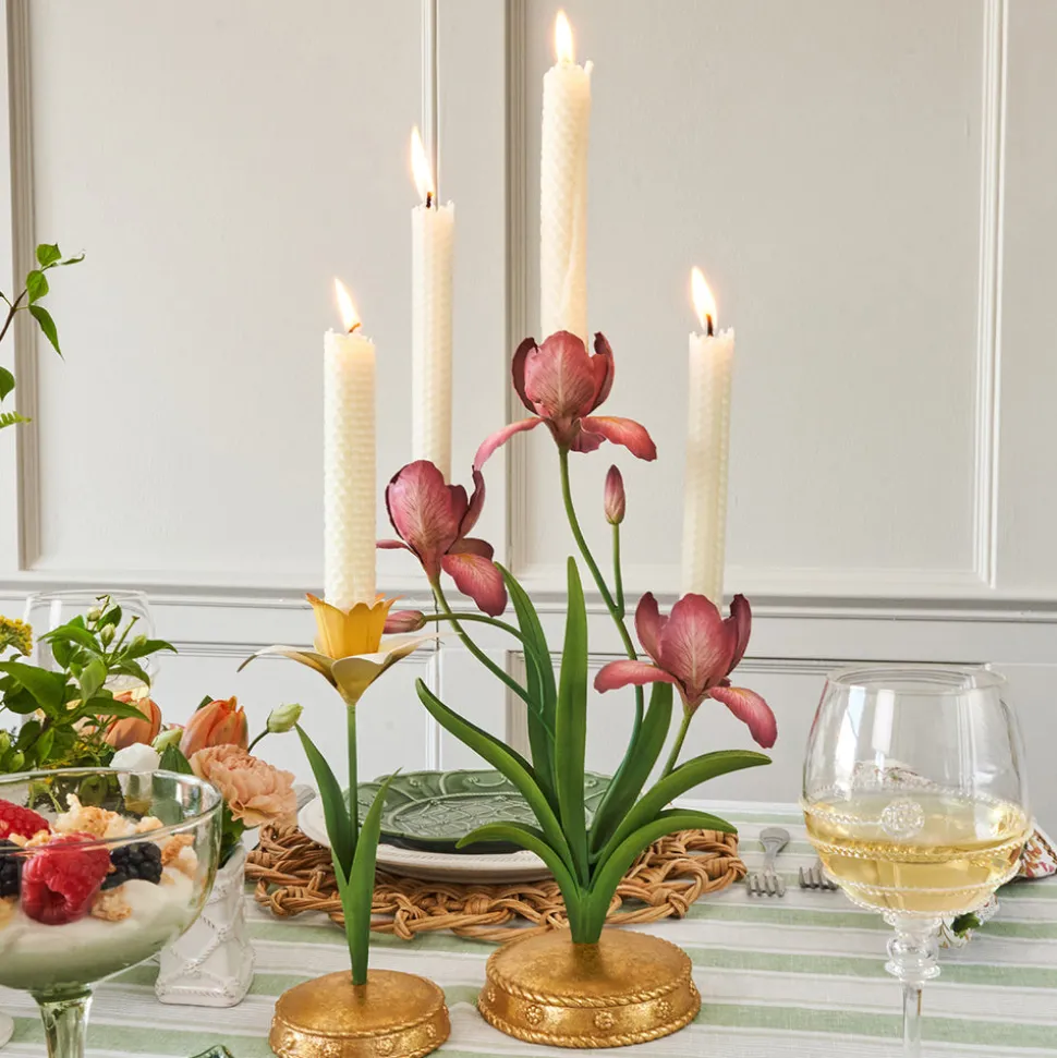 Meadow Walk Iris 14" Centerpiece Candelabra in Pink