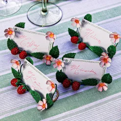 Meadow Walk Raspberries Place Card Holder, Set of 4 in Multi