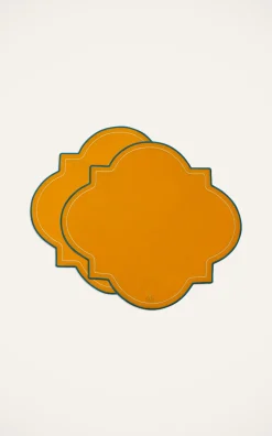 Medallion Placemats in Solid Yellow, Set of 2