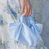 Medium Size Baby Blue NLA Silk Knot Bag