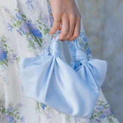 Medium Size Baby Blue NLA Silk Knot Bag